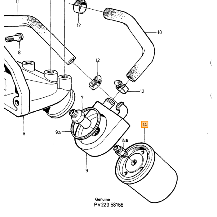 Volvo Kühlerschlauch Wasserleitung Ölkühler 740+940 B230 Volvo teil nr 9161384