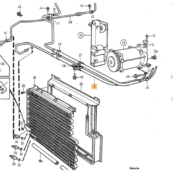 Volvo Klimaschlauch zwischen Klimapumpe und Kondensator 960-S90-V90 1994+ Volvo teil nr 9447691