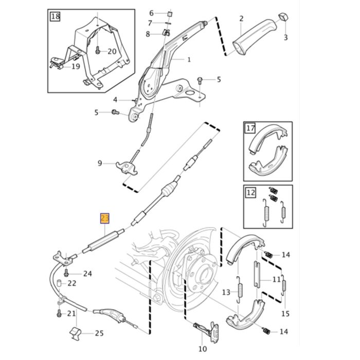 Volvo Handbremsseil links oder rechts verwendbar XC7 V70 AWD 1990/1920mm 2000+ für den regulären V70 Artikel 30793819_B wird benötigt Volvo teil nr 9485316
