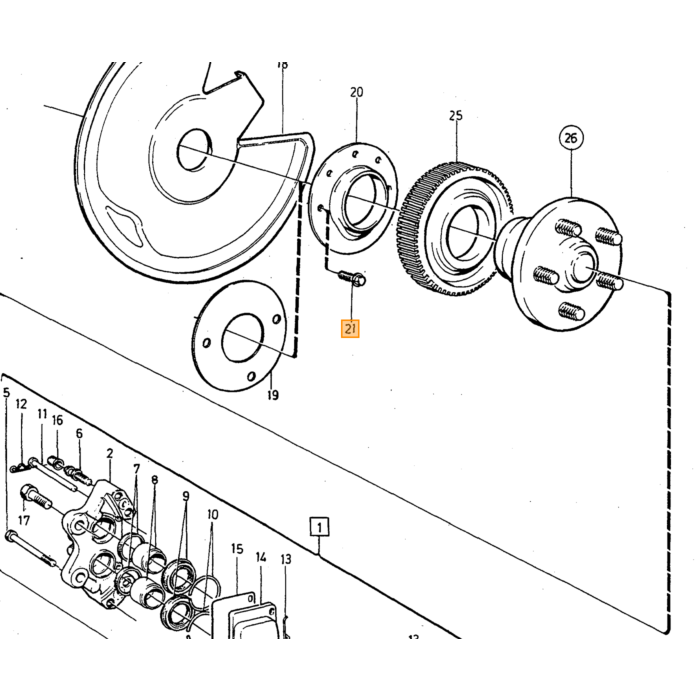 Volvo Bolzen Bremsträger vorne 240+260 selbstsichernd M8X10(985034)) Volvo teil nr 948536
