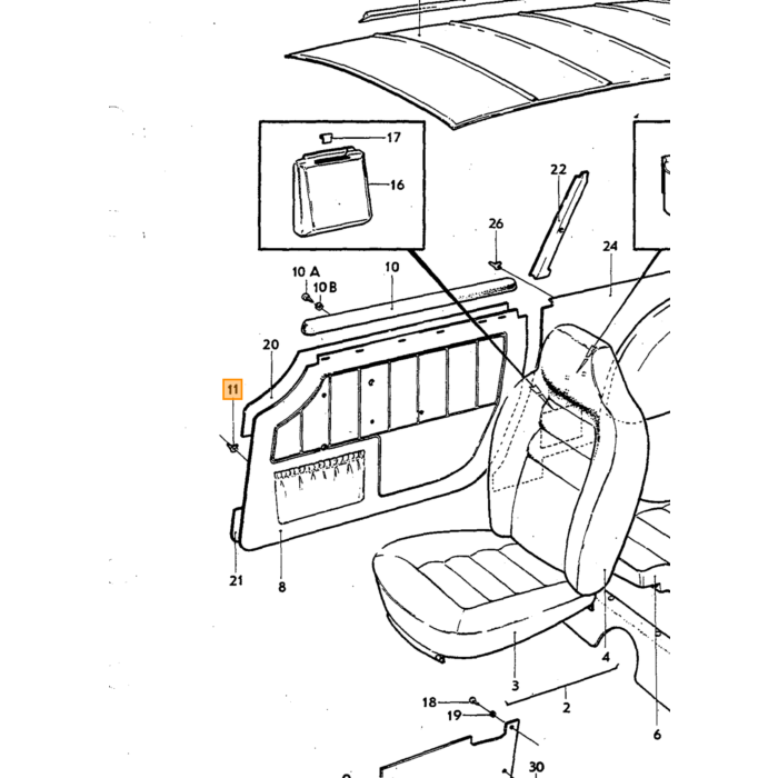 Volvo Druckknopfmatte+Stuhl PV544+Duett+Amazon+P1800 3 Teile Volvo teil nr 94945