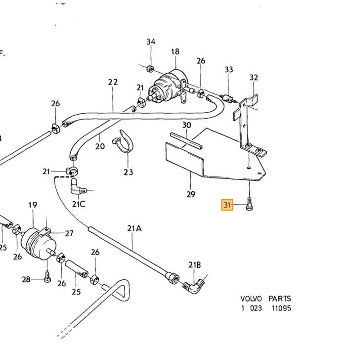 Volvo Schraube UNC 1/4-20x3/8inch (9 mm) URX Volvo Teil Nr 950044