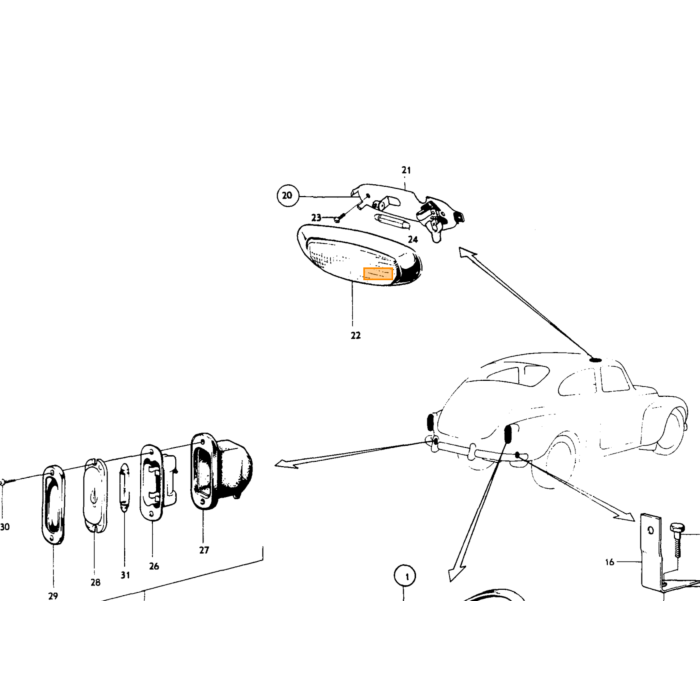 Volvo Rücklicht PV544 tiefer schrauben Volvo teil nr 950223