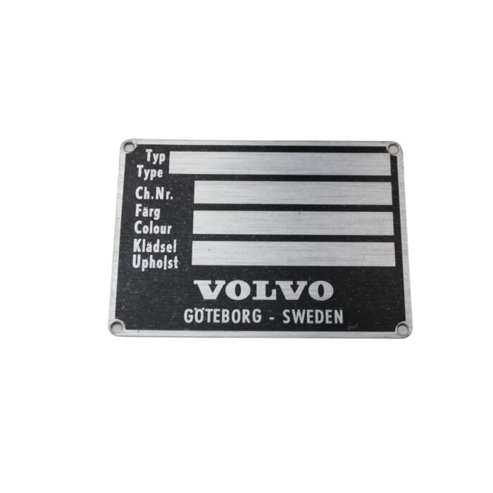 Typenschild aus blankem Aluminium (unter Motorhaube) PV444+P1800+PV544+Amazon für Volvo