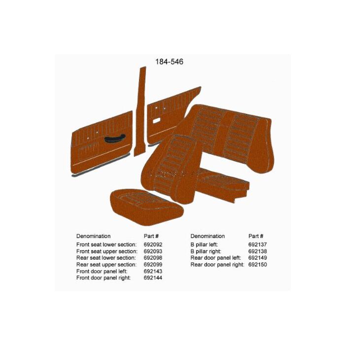 Bekleding Amazon 4D B stijl paneel Rechts bruin 1966-1968 184-546  zie SET 692137