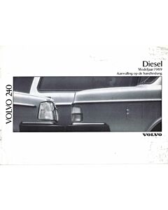 Volvo Bedienungsanleitung 240 Ergänzung 1989 Niederländisch