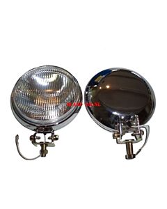 Verstralers in het chroom / 15.5 cm / 6 inch diameter / set a 2 stuks met H3 lamp en parkeerlamp