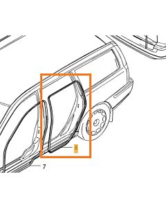 Rubber portier op carrosserie  v70 XC70 links achter of rechts achter bruikbaar S60 (-2009)  V70 P26  XC70 (2001-2007)   in sponning