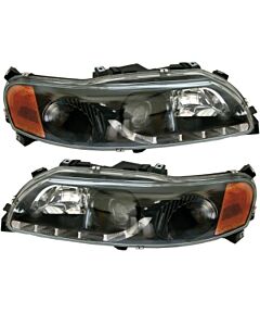 koplamp + hoek / zij lamp zwart Links en rechts set S60 V70 Xc70