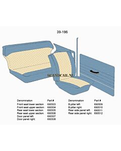 Bekleding PV544 deurpaneel rechts blauw 39-196 type C-D