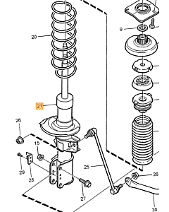 Bilstein B4 Schokbreker/ Veerpoot Voorzijde Volvo 850 - V70 - S70 - C70 1992-2005