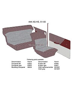 Bekleding PV444 B stijl Rechts rood/grijs type AS-HS 1951-1955