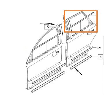 Schraaplijst portierruit V50 S40 links achter (31253002)