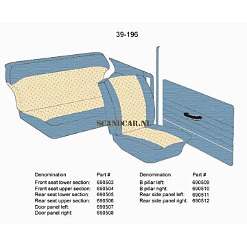 Bekleding PV544 deurpaneel rechts blauw 39-196 type C-D