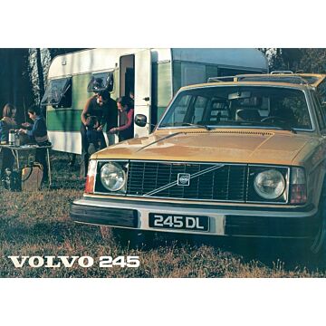 Poster 245DL geel oranje met caravan reproductie