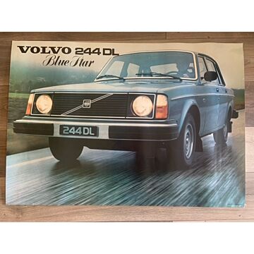 Poster Volvo 244 DL Blue Star, Reproductie Origineel, B1 Formaat 70 x 100 cm