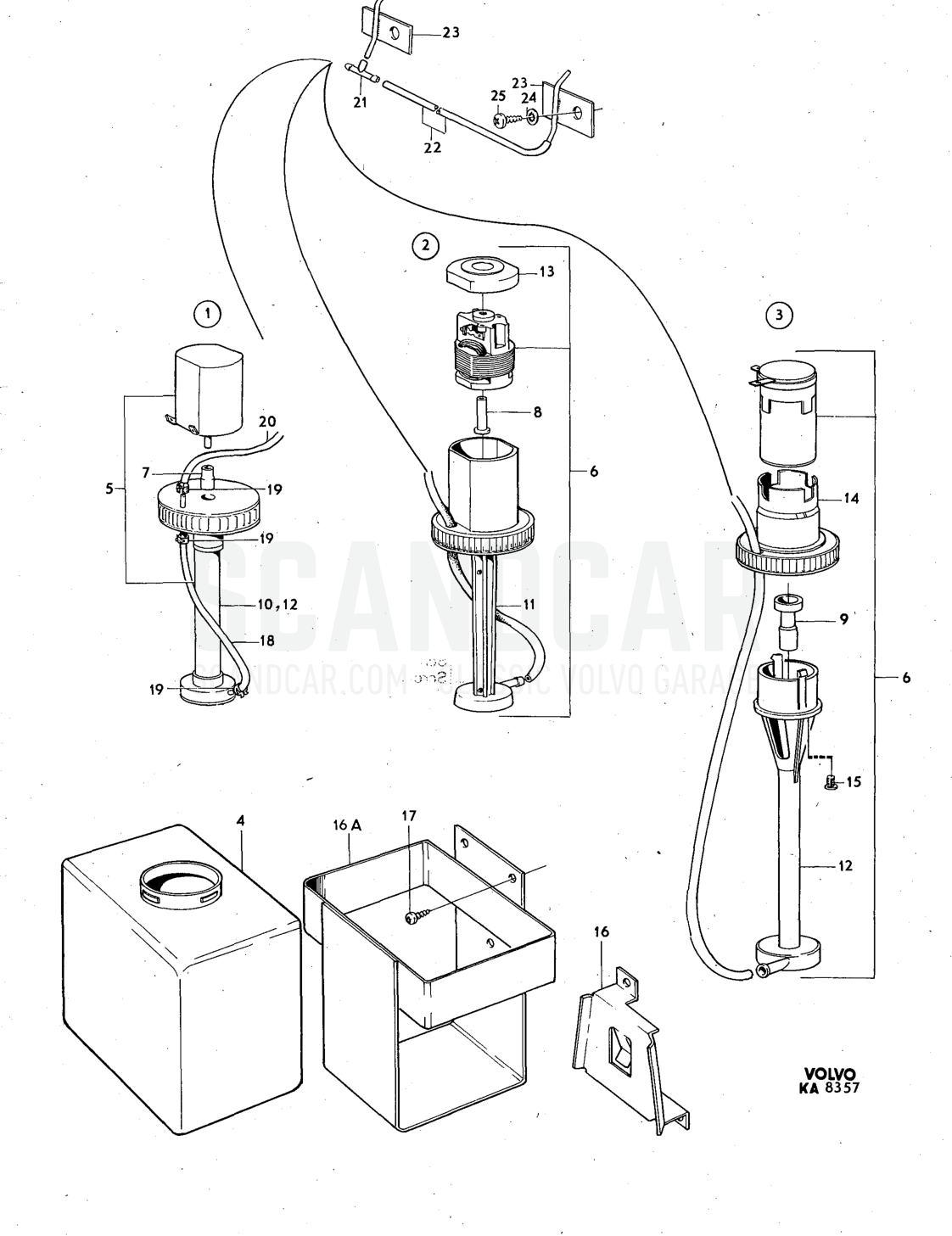 washer Illustration Sats Kit - Explosionszeichnung, Sonstige Teile, Volvo 140er-Serie bis zu 1972