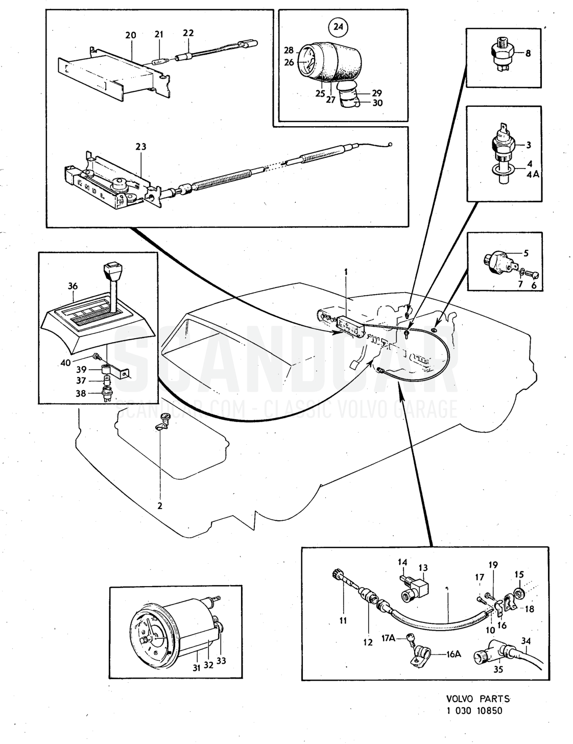 and control unit Illustration Sats Kit - Explosionszeichnung, Sonstige Teile, Volvo 140er-Serie bis zu 1972