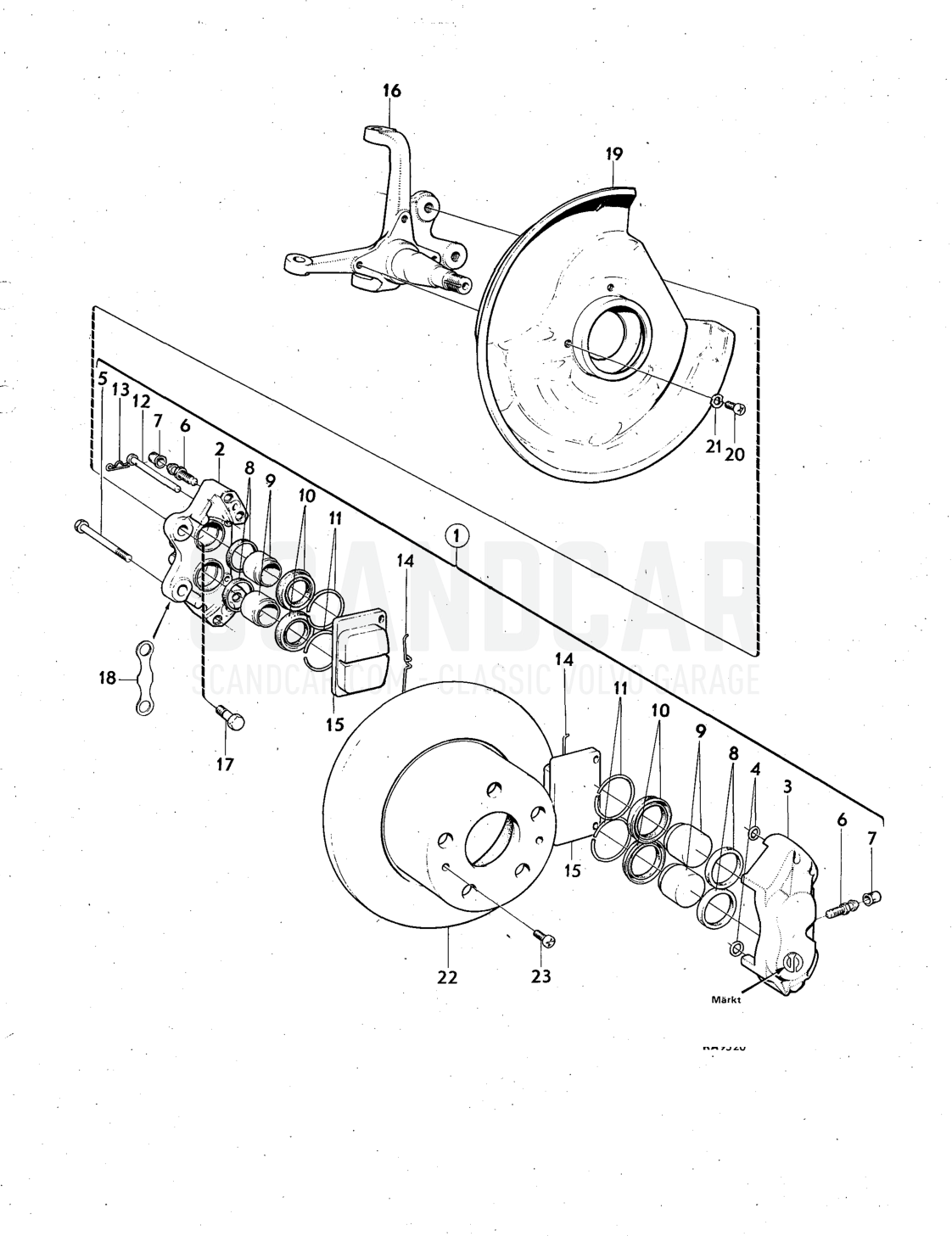 wheel brakes, Illustration Sats Kit - Explosionszeichnung, Sonstige Teile, Volvo 140er-Serie bis zu 1972