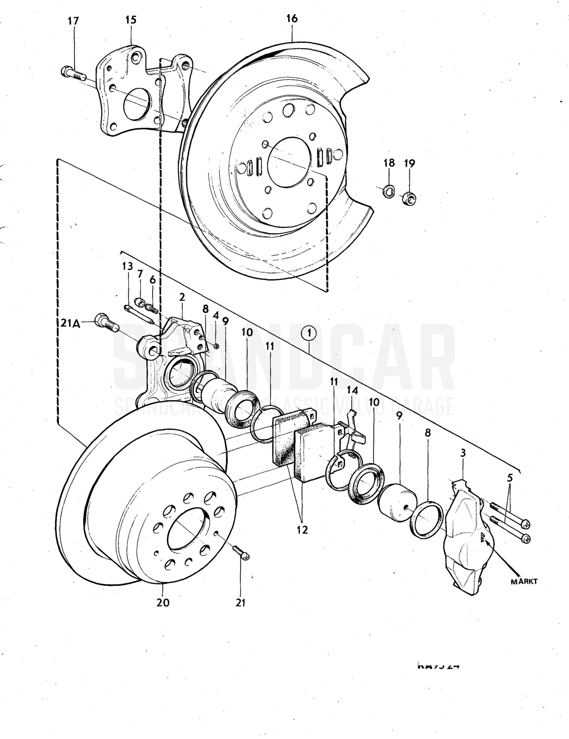 wheel brakes, Illustration Sats Kit - Explosionszeichnung, Sonstige Teile, Volvo 140er-Serie bis zu 1972