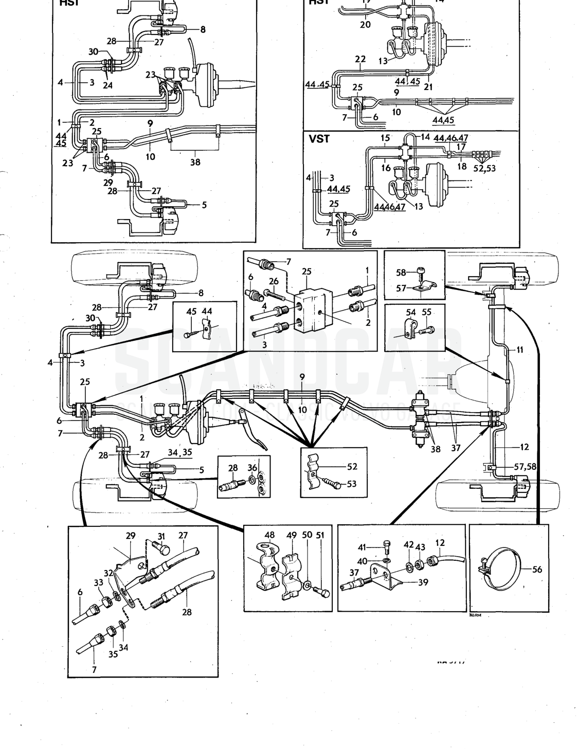 lines Illustration Sats Kit - Explosionszeichnung, Sonstige Teile, Volvo 140er-Serie bis zu 1972