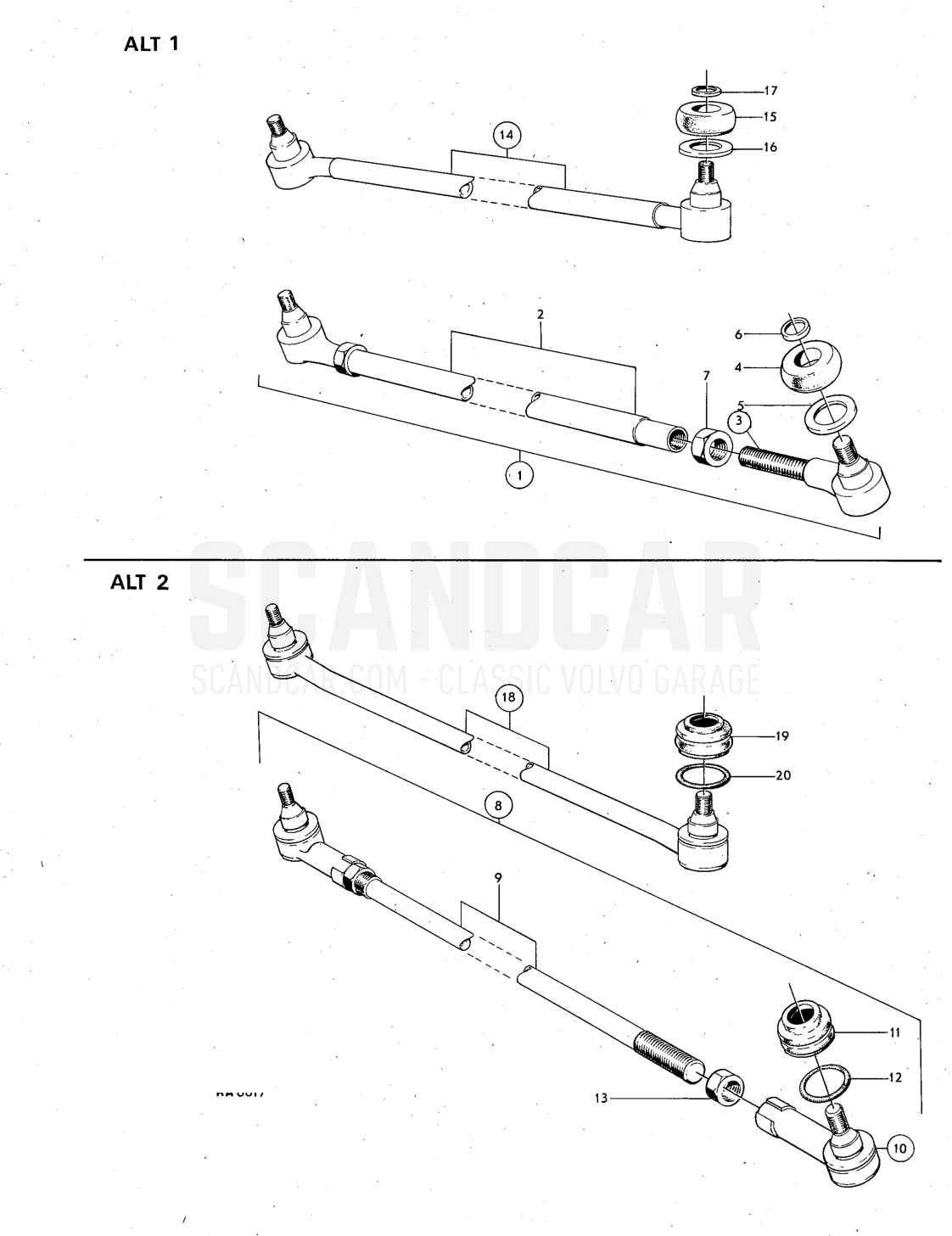 rad, steering rad Illustration Sats Kit - Explosionszeichnung, Sonstige Teile, Volvo 140er-Serie bis zu 1972