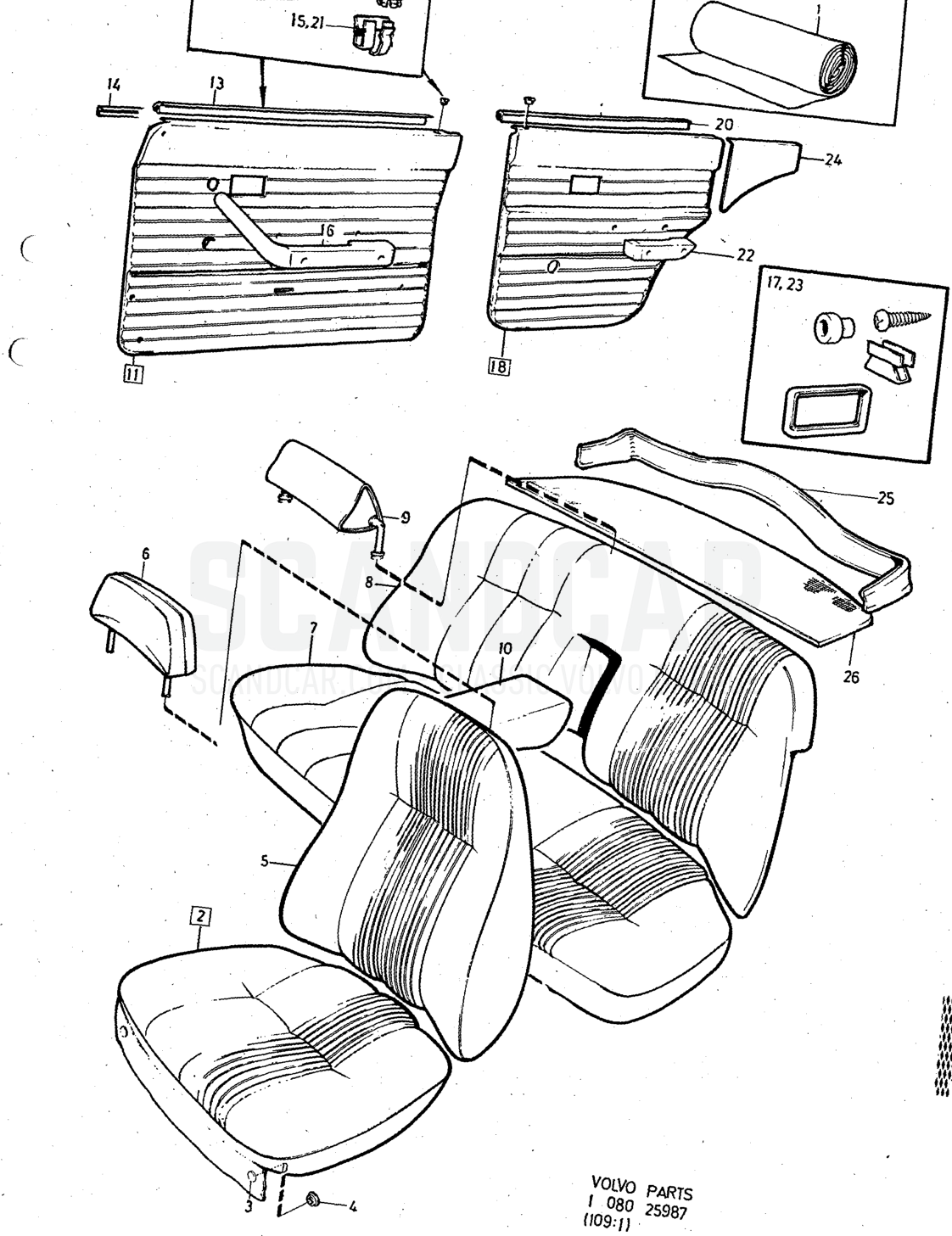 Illustration combination Sats Kit - Explosionszeichnung, Sonstige Teile, Volvo 140er-Serie bis zu 1972