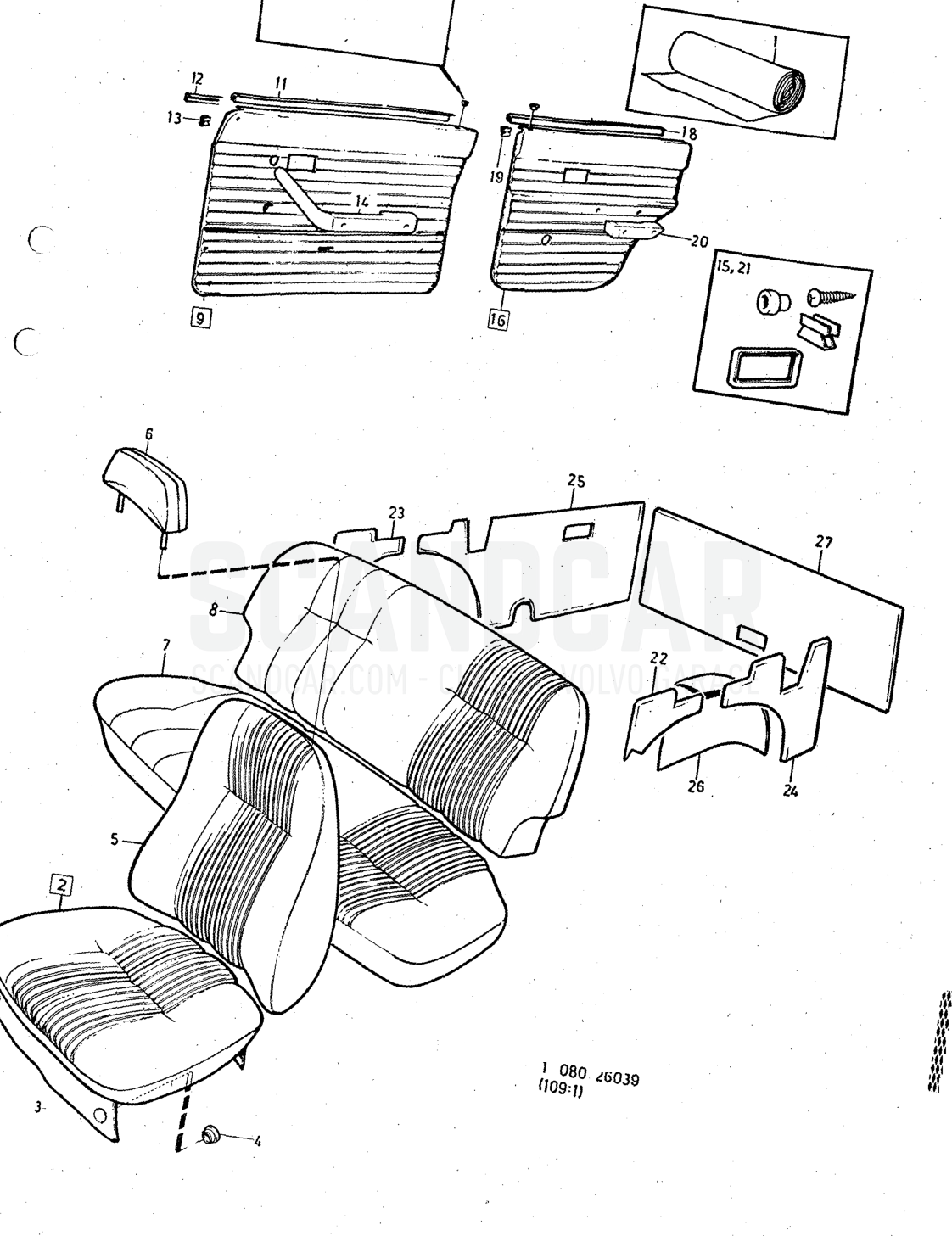 Illustration combination Sats Kit - Explosionszeichnung, Sonstige Teile, Volvo 140er-Serie bis zu 1972