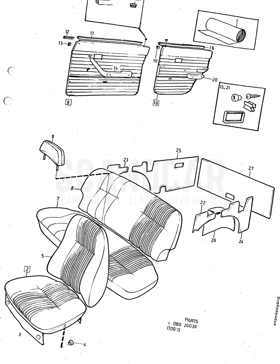 Illustration combination Sats Kit - Explosionszeichnung, Sonstige Teile, Volvo 140er-Serie bis zu 1972