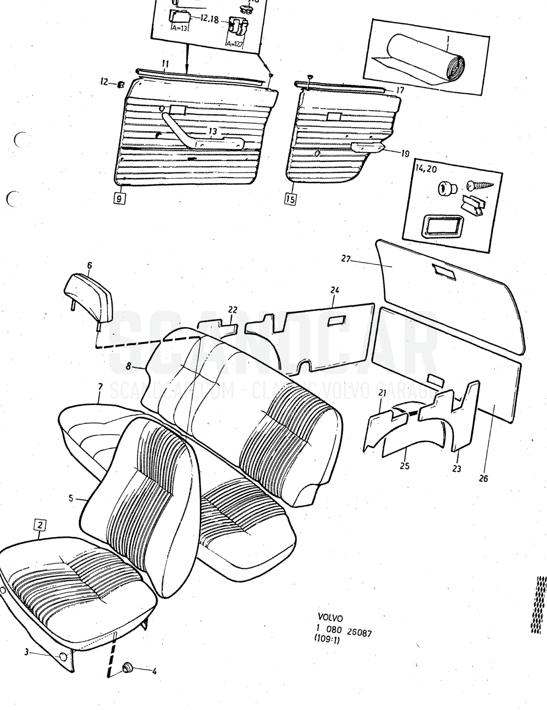 HT, Illustration combination SPEC UTF, Sats Kit - Explosionszeichnung, Sonstige Teile, Volvo 140er-Serie bis zu 1972