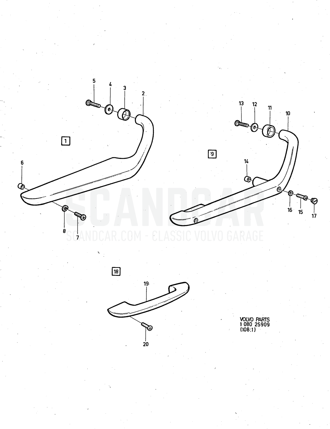 rest, doors Illustration Sats Kit - Explosionszeichnung, Sonstige Teile, Volvo 140er-Serie bis zu 1972