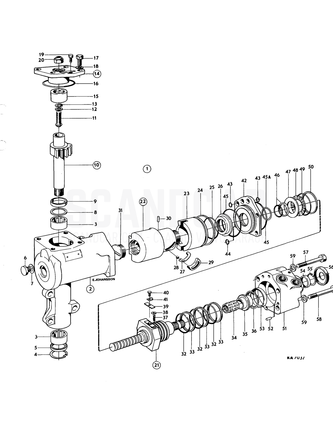 Steering box,ms - Explosionszeichnung, Vorderachse - Räder - Lenkung, Volvo 164er-Serie bis zu 1975
