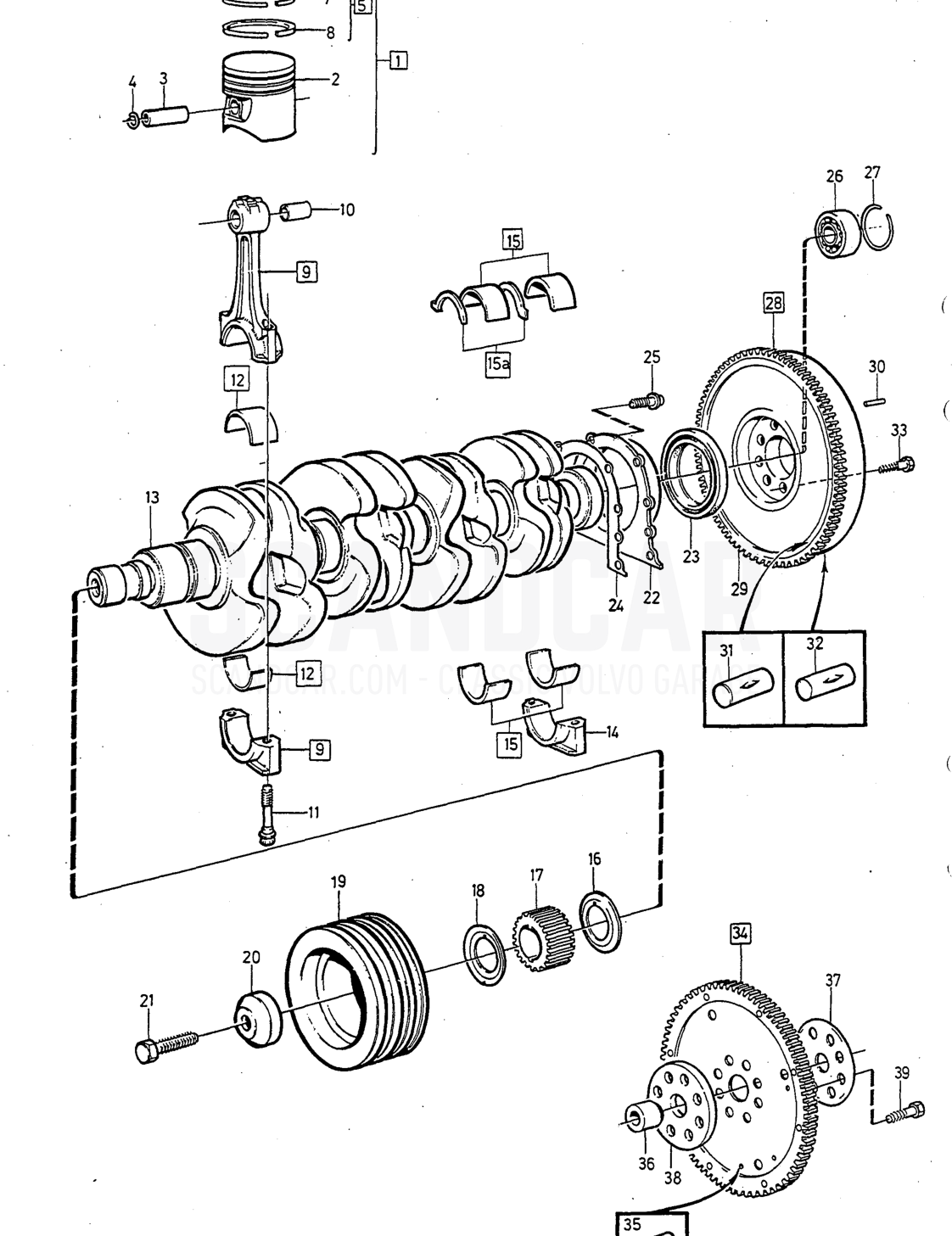 Motor, Seite 110 - Explosionszeichnung, Volvo 240er-Serie ab 1988