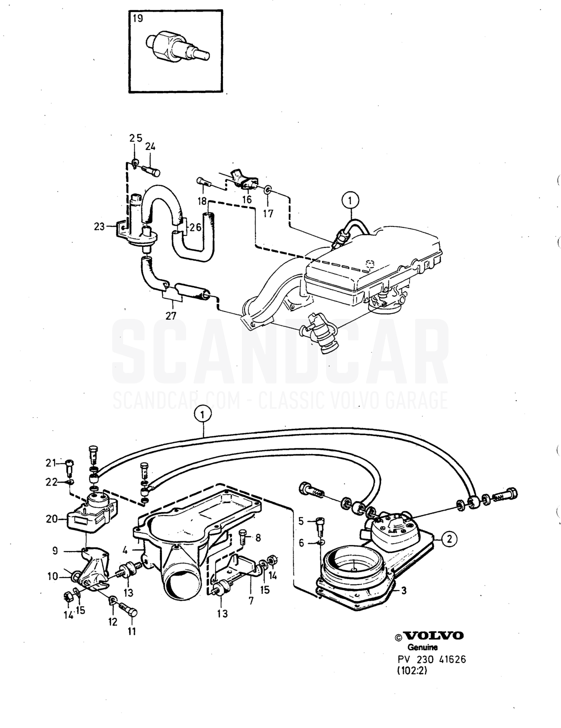 Motor, Seite 164 - Explosionszeichnung, Volvo 240er-Serie ab 1988