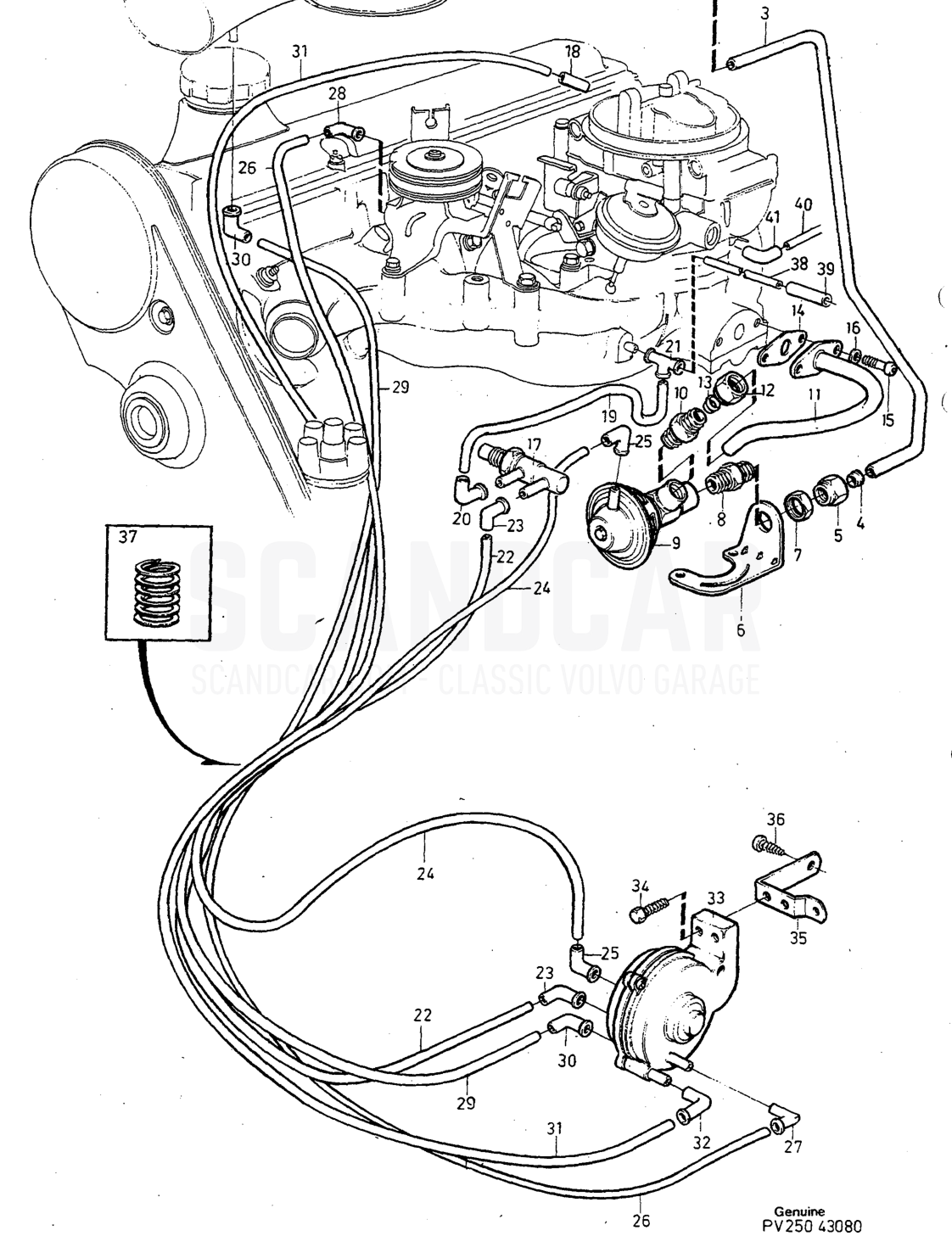 Motor, Seite 214 - Explosionszeichnung, Volvo 240er-Serie ab 1988