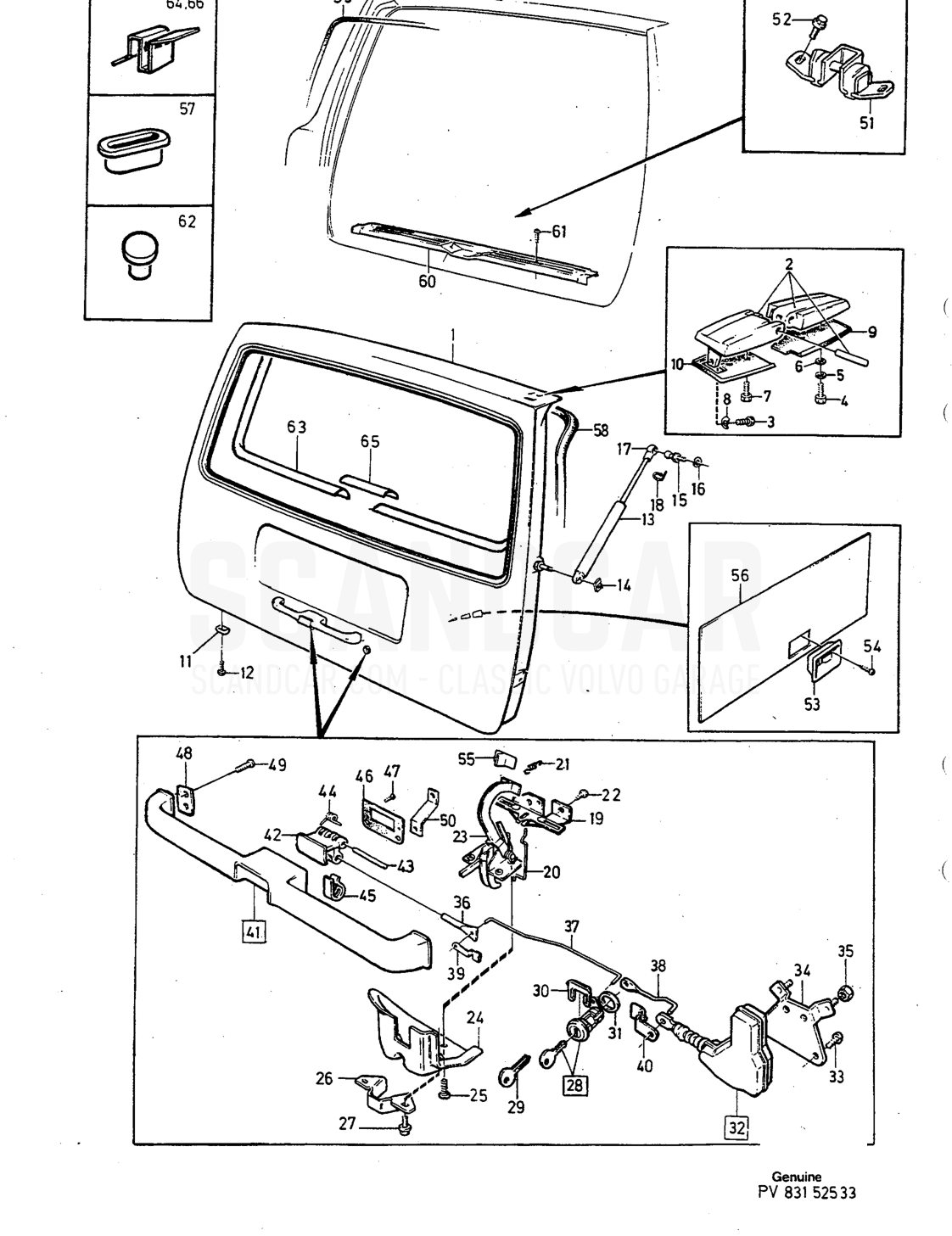 Karosserie und Innenausstattung, Seite 838 - Explosionszeichnung, Volvo 240er-Serie ab 1988