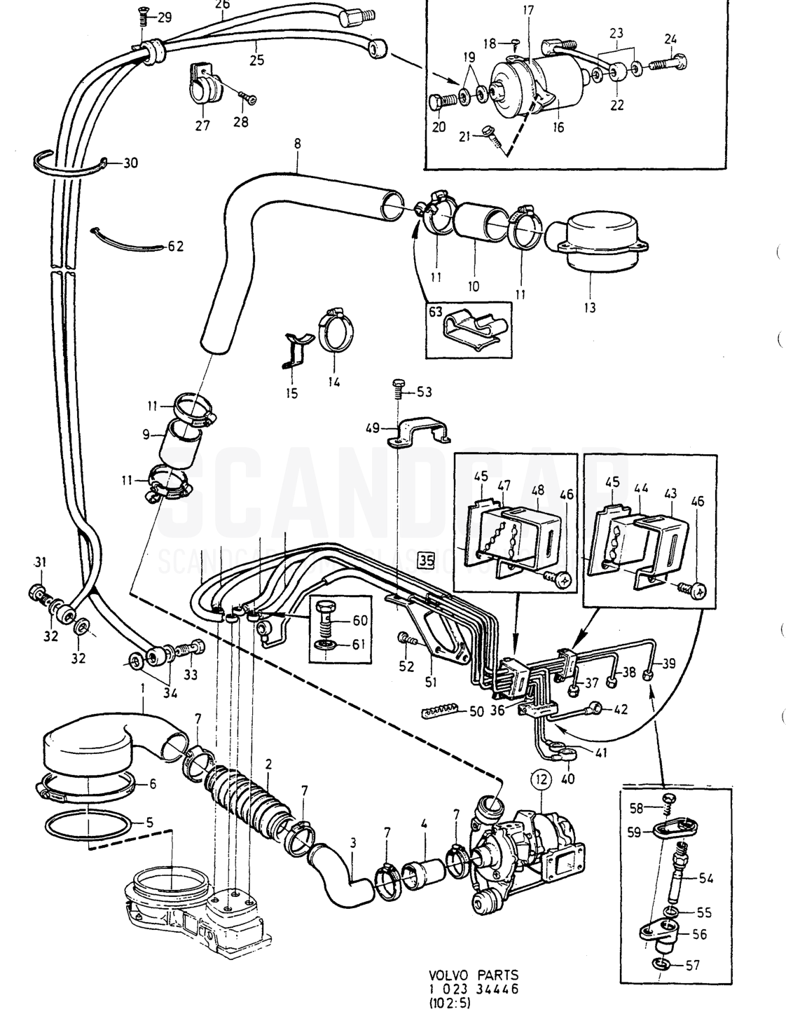 MIT KRAFTSTOFF- ROHR, MOTOR, KRAFTSTOFFI TER - Explosionszeichnung, Motor, Volvo 740-760er-Serie bis zu 1984