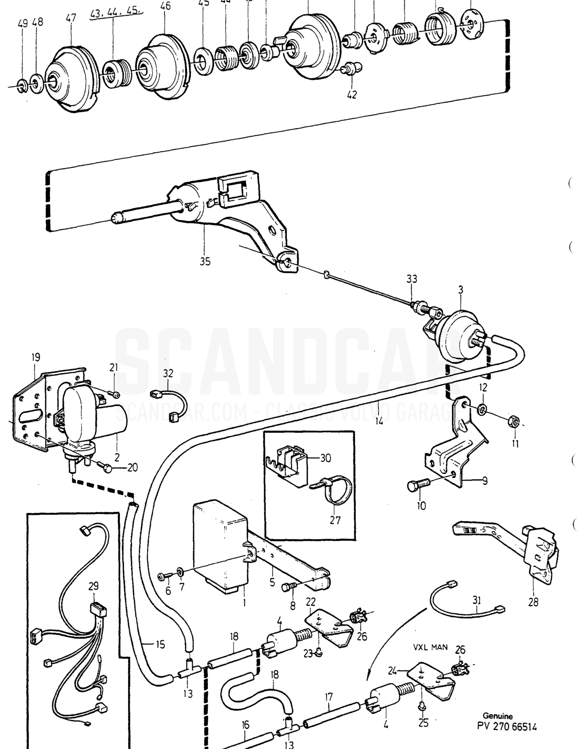 CHOKEREGLER - Explosionszeichnung, Motor, Volvo 740-760er-Serie bis zu 1984