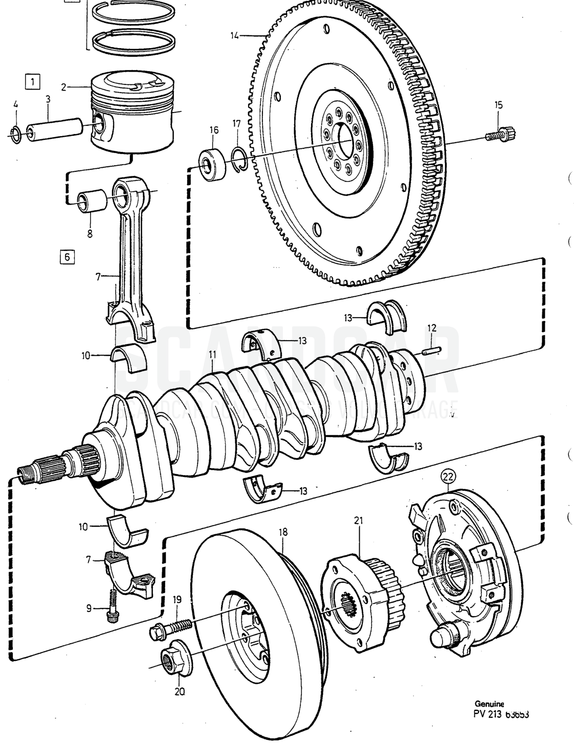 Motor, Seite 168 - Explosionszeichnung, Volvo 940-960er-Serie ab 1994