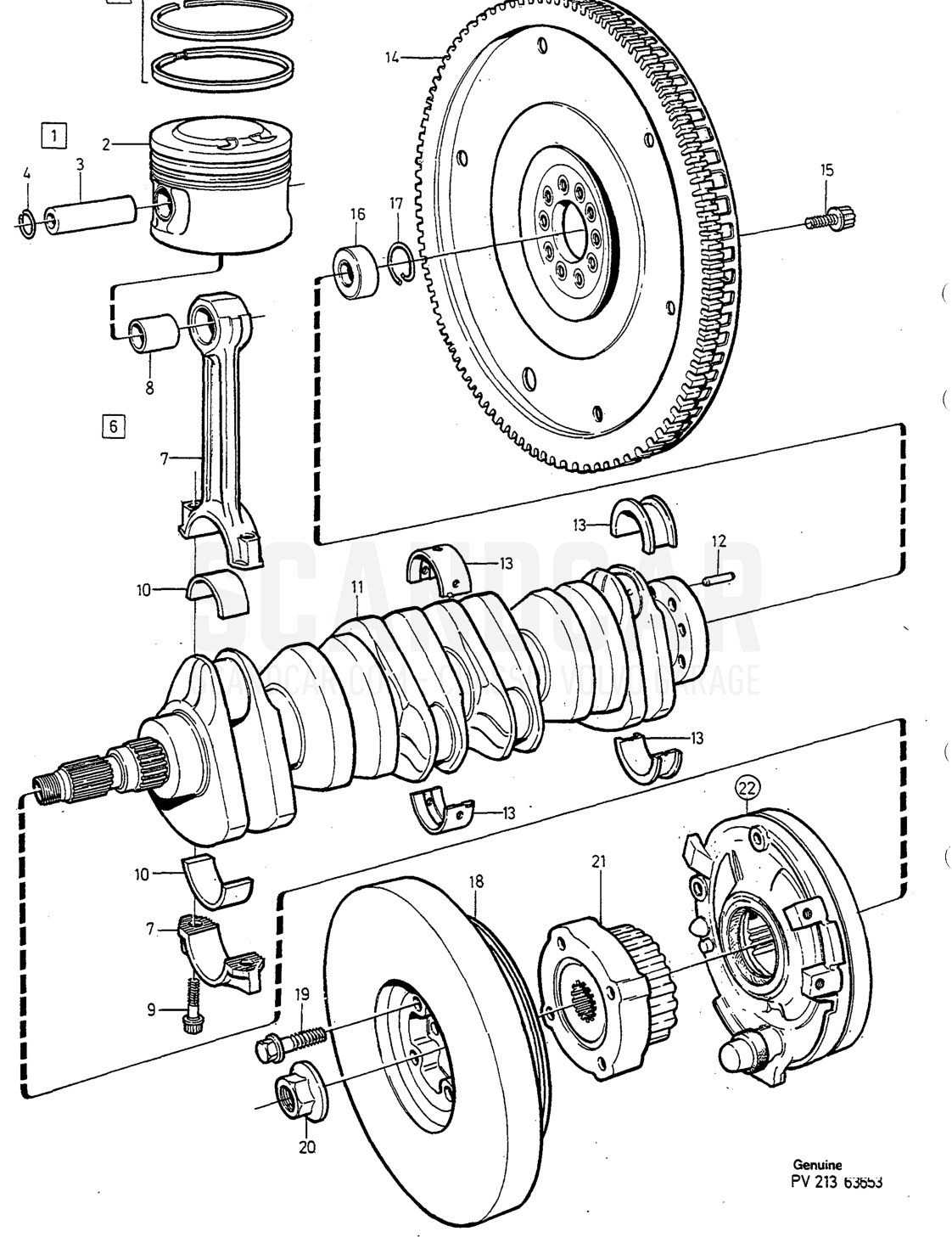 Motor, Seite 170 - Explosionszeichnung, Volvo 940-960er-Serie ab 1994