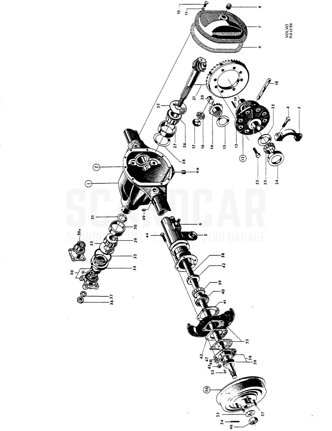 Rear axle, Spicer - Explosionszeichnung, Antriebsstrang - Hinterachse, Volvo Amazon B16