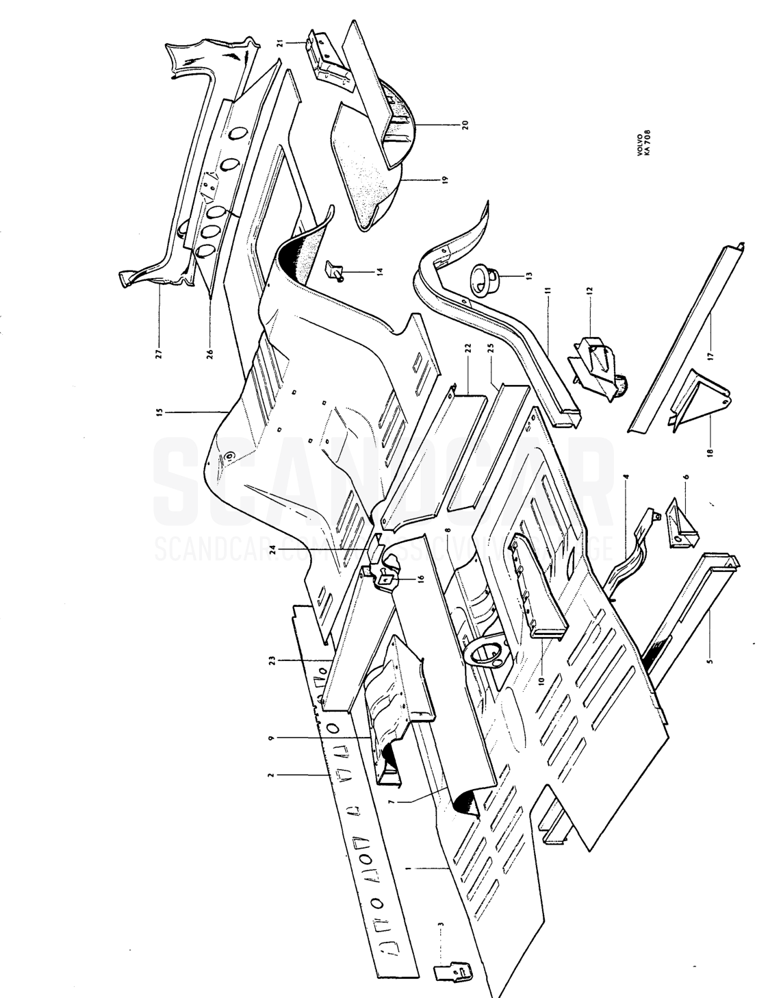 Body, cpl Floor section - Explosionszeichnung, Karosserie, Volvo Amazon B16