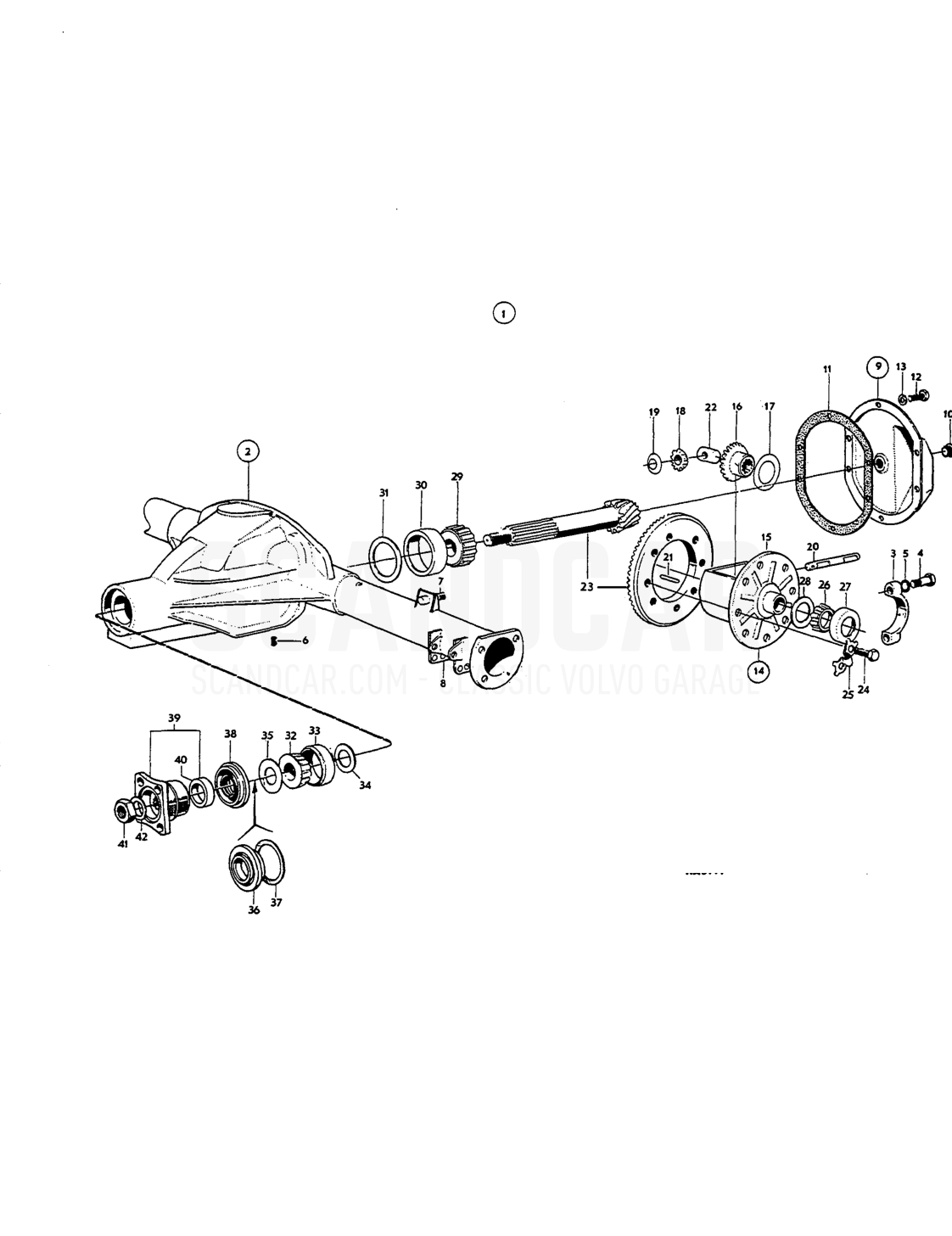 Rear axle - Explosionszeichnung, Antriebsstrang - Hinterachse, Volvo Amazon B18