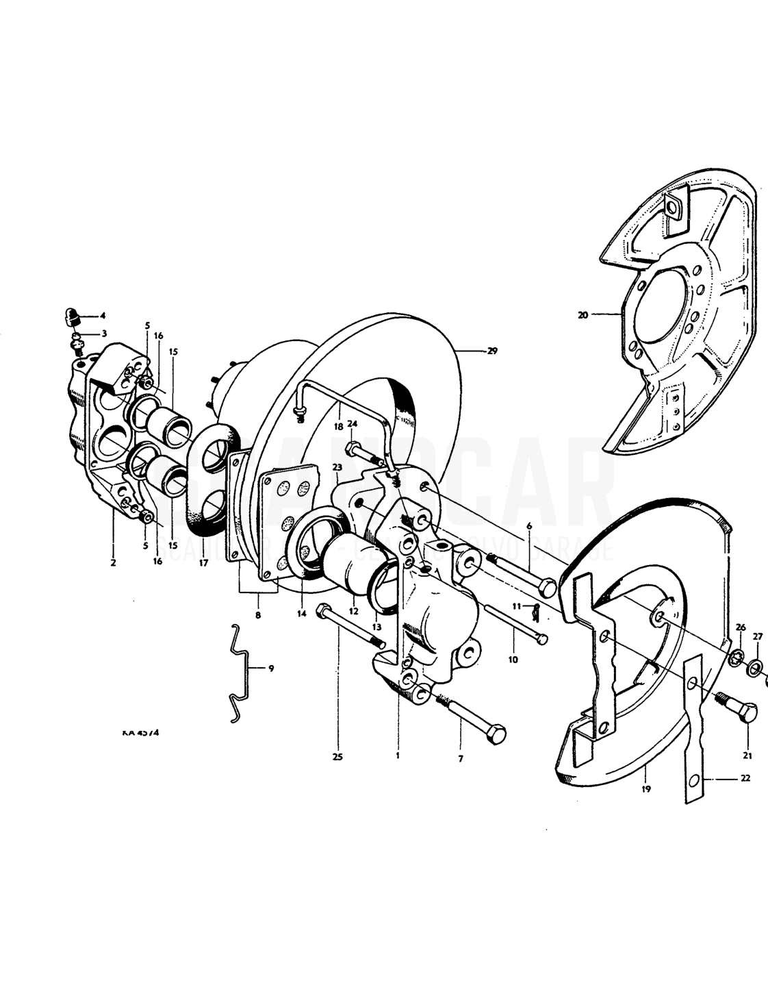 Front wheel brakes Disc brakes - Explosionszeichnung, Bremsen, Volvo Amazon B18
