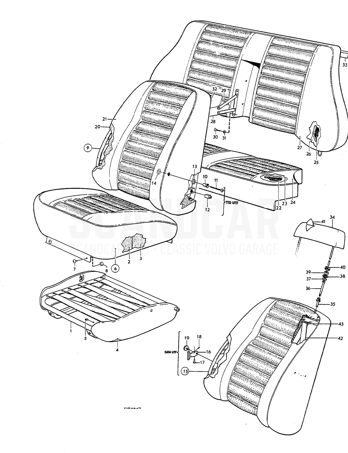 rear seats, eombinations - Explosionszeichnung, Karosserie, Volvo Amazon B18