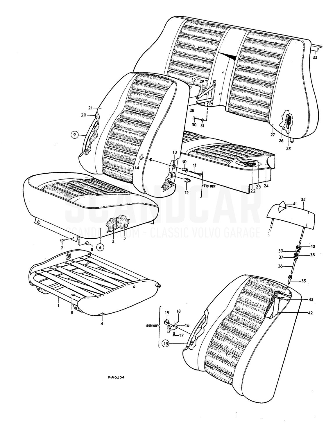 and rear seats cambinations Del - Explosionszeichnung, Karosserie, Volvo Amazon B18