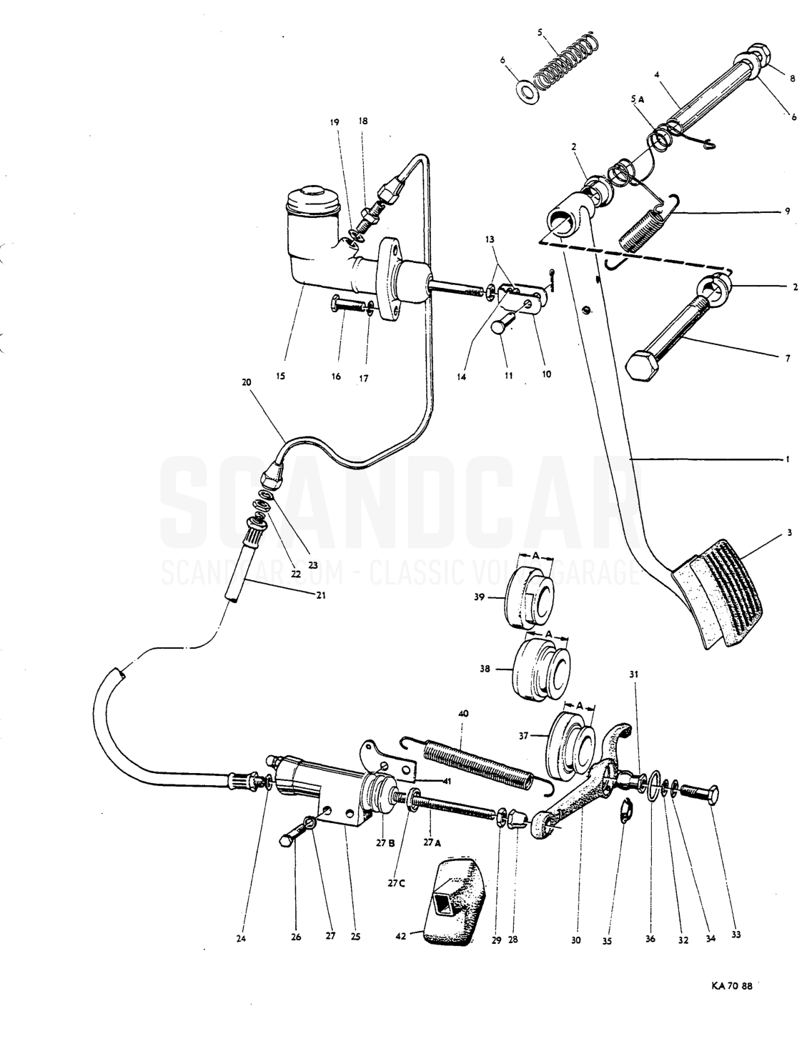 Operating cylinder - Explosionszeichnung, Antriebsstrang - Hinterachse, Volvo P1800 S