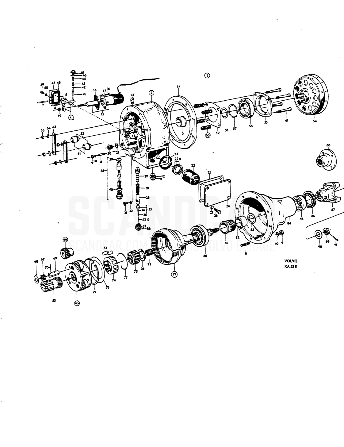 Gearbox - Explosionszeichnung, Antriebsstrang - Hinterachse, Volvo P1800 S