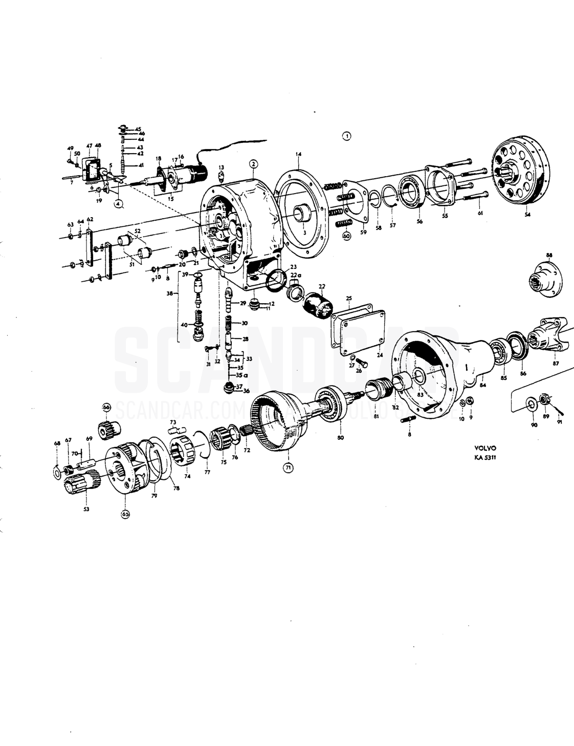 Overdrive - Explosionszeichnung, Antriebsstrang - Hinterachse, Volvo P1800 S