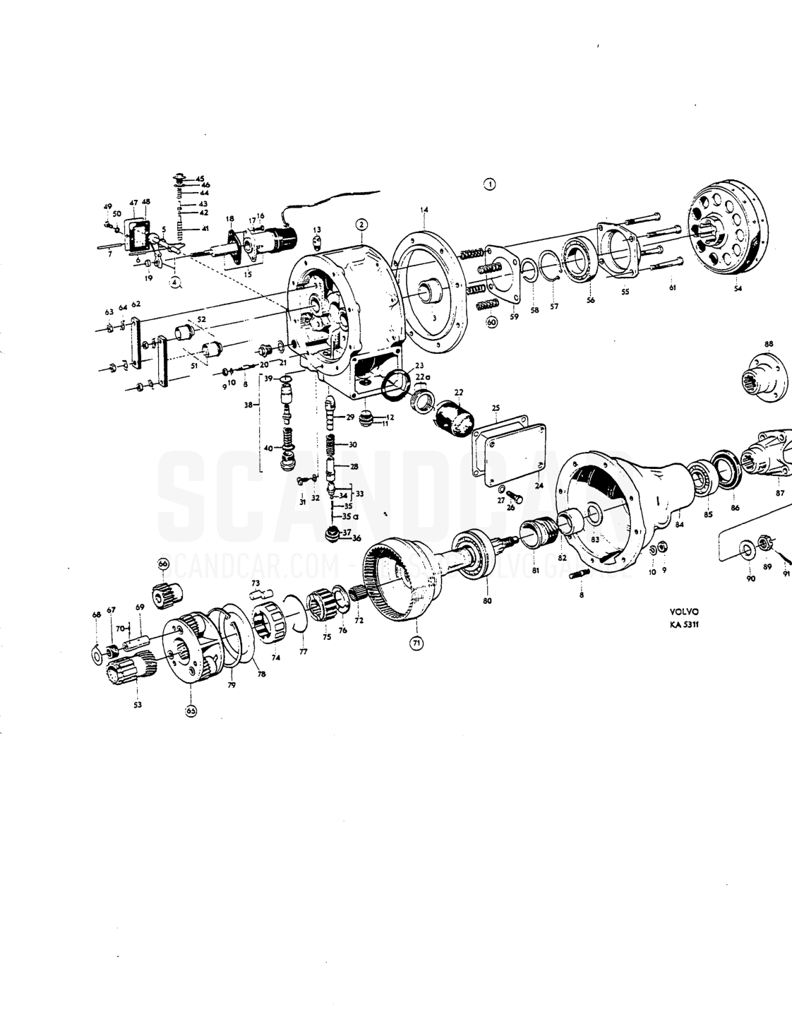 Overdrive Pari - Explosionszeichnung, Antriebsstrang - Hinterachse, Volvo P1800 S